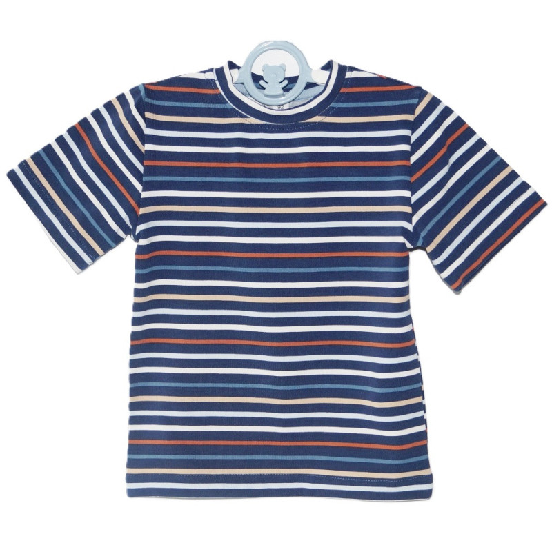 T-shirt, Navyblå med striberne i 100% bomuld, fra Tom&Lisa