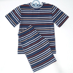 T-shirt, Navyblå med striberne i 100% bomuld, fra Tom&Lisa