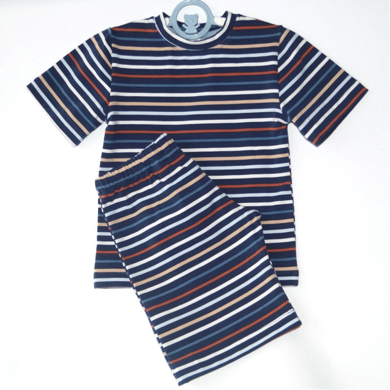 T-shirt, Navyblå med striberne i 100% bomuld, fra Tom&Lisa