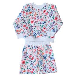 Floral sæt - Sweatshirt + Shorts i 100% Bomuld fra Tom&Lisa