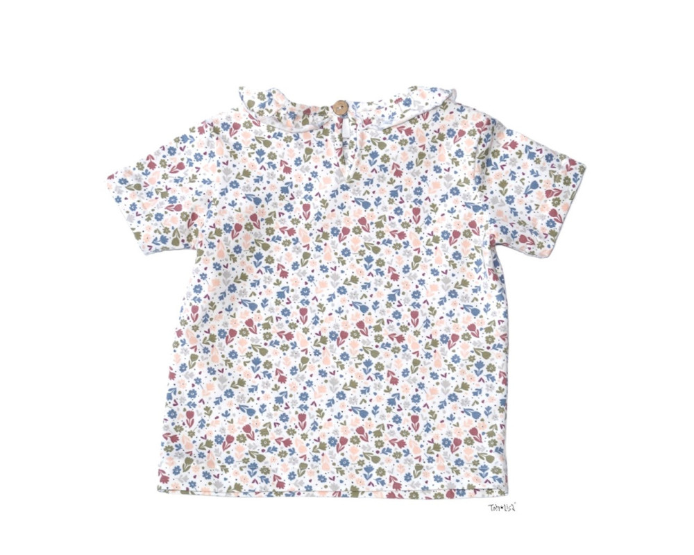 T-shirt i 100% bomuld, Normal Livhøjde, Mønster Blomstre fra Tom&Lisa