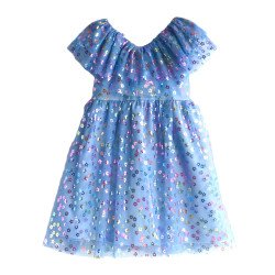 Udklædningskjole i tyl med regnbueglimmer