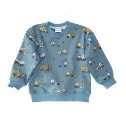 Sweatshirt med maskiner,  blå/grå fra Tom&Lisa