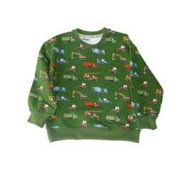 Sweatshirt med maskiner, grøn fra Tom&Lisa