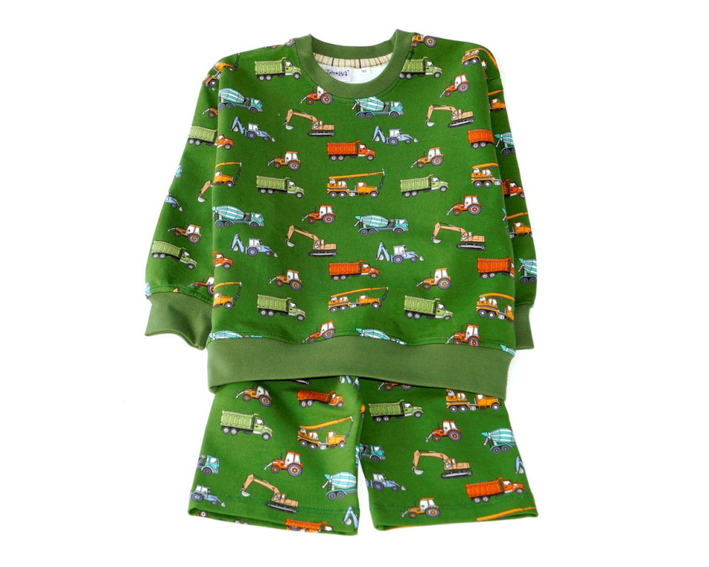 Sæt med sweatshirt og shorts, grøn