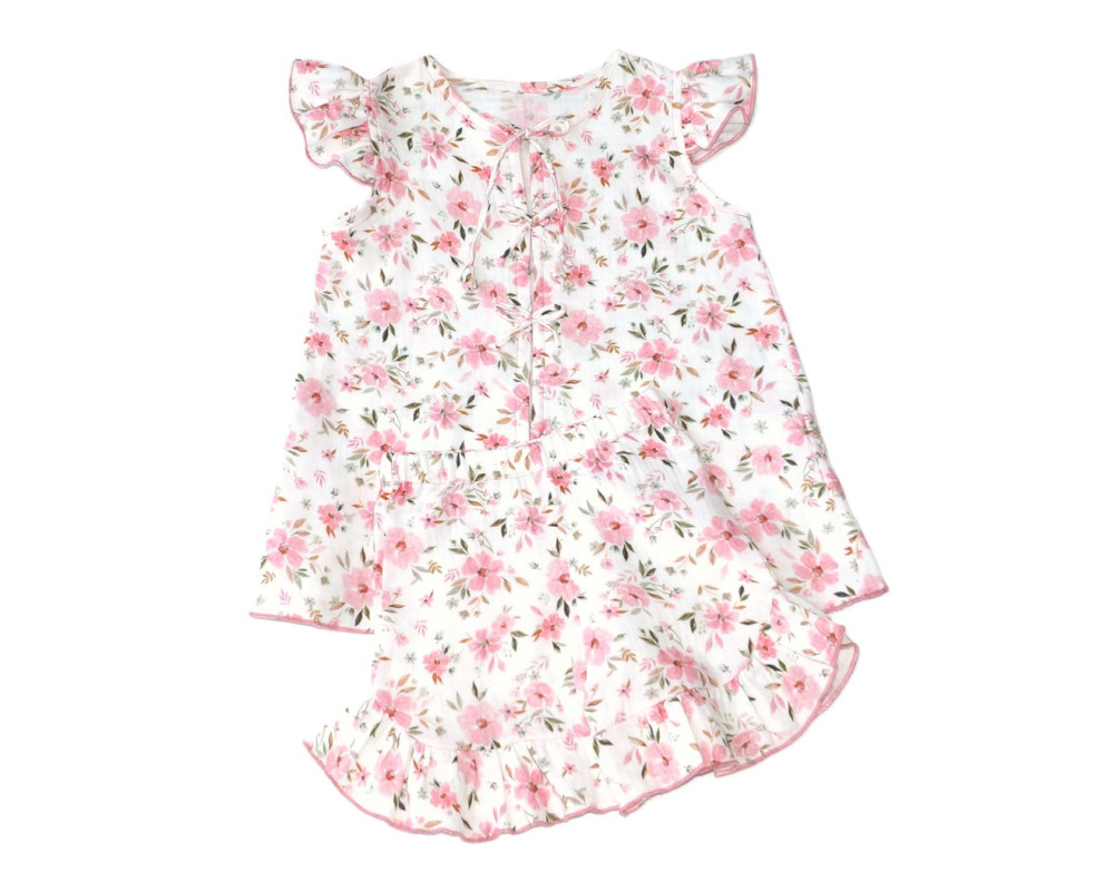 2-delt sæt i musselin med frillser i 100% bomuld, fra Tom&Lisa