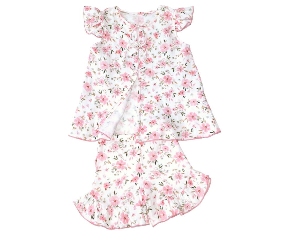 2-delt sæt i musselin med frillser i 100% bomuld, fra Tom&Lisa