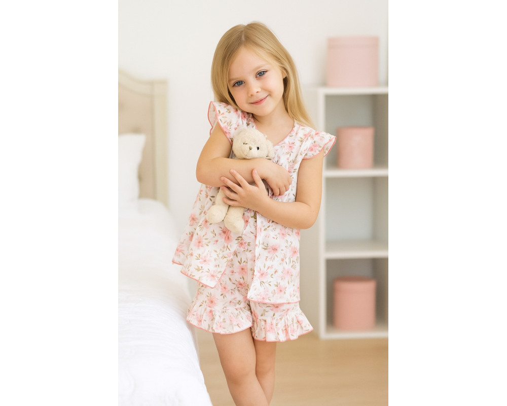 2-delt sæt i musselin med frillser i 100% bomuld, fra Tom&Lisa