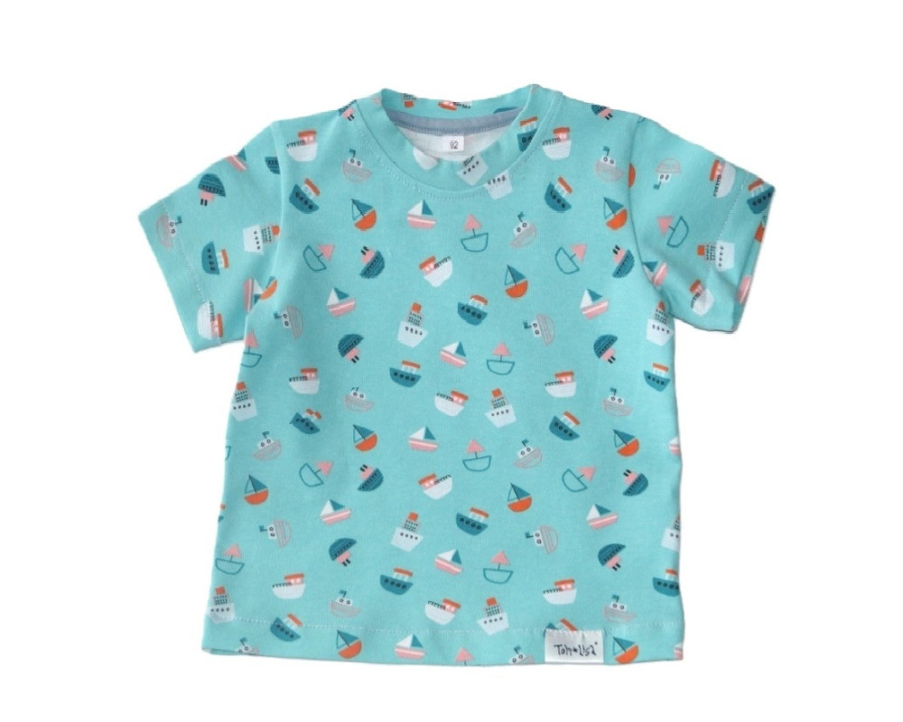 2-delt sæt, Mint farve med både T-shirt og shorts i 100% bomuld, fra Tom&Lisa.