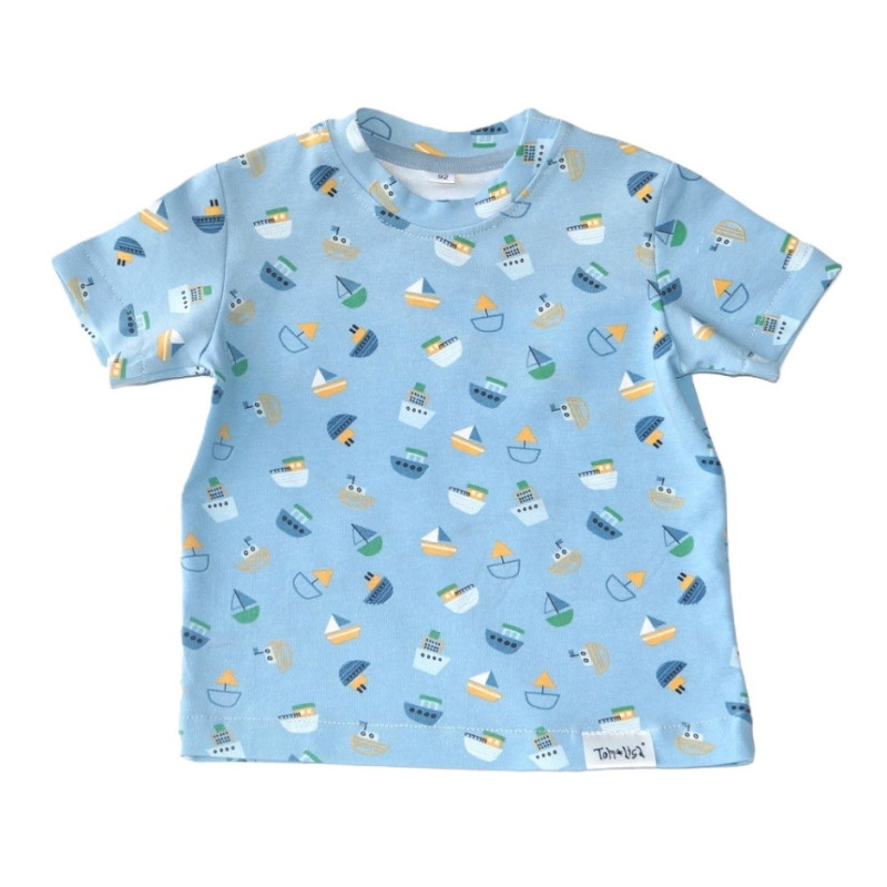 T-shirt, Blå i 100% bomuld, fra Tom&Lisa