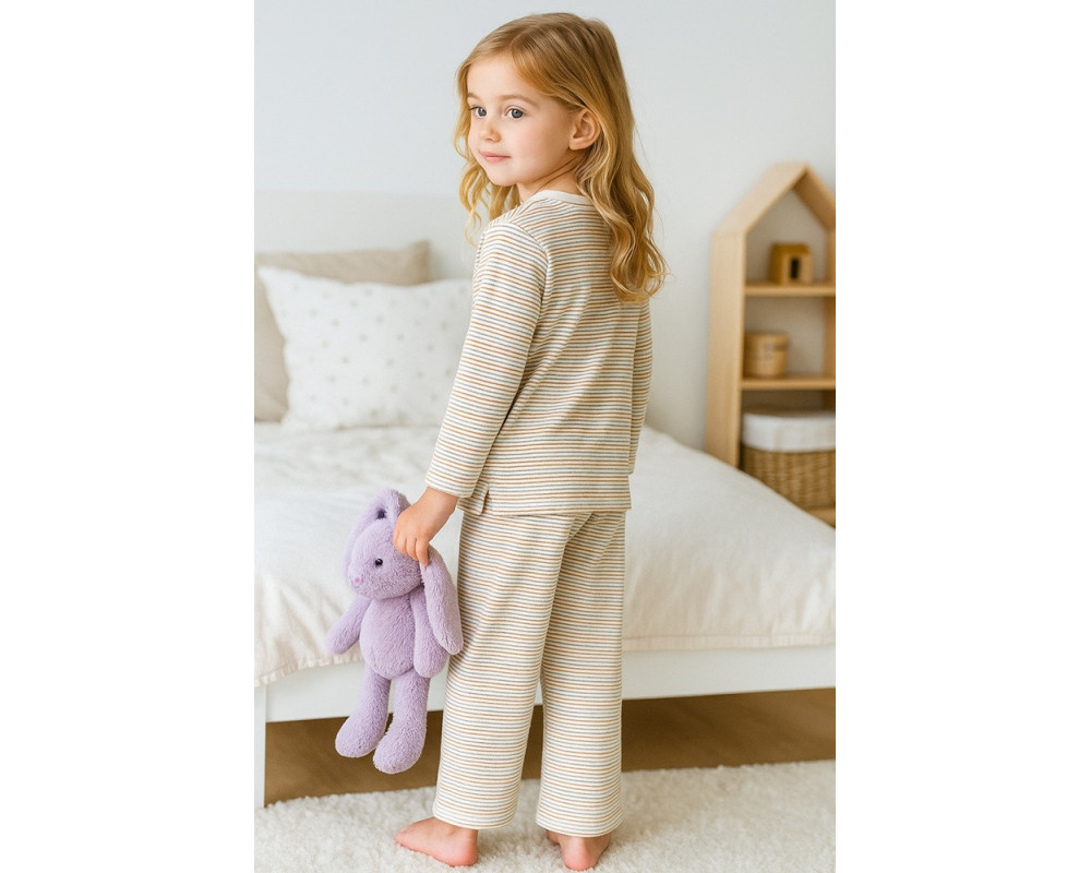 Langærmet pyjamas med vide bukser, hvid