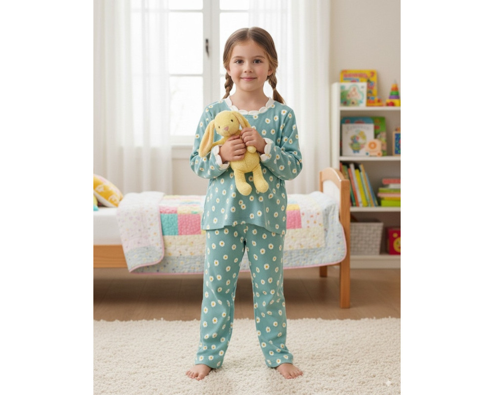 Langærmet pyjamas med vide bukser, mint