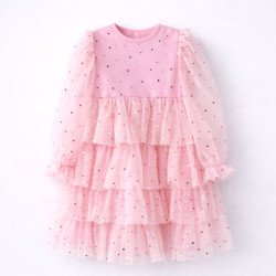 Lang tylkjole med ærmer, glitrende hjerter og sløjfer fra Tom&Lisa