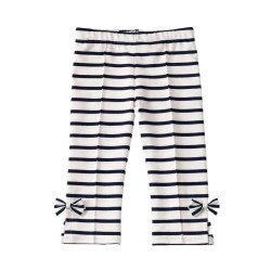 Capri leggings med sløjfer | Bløde stribede børnebukser